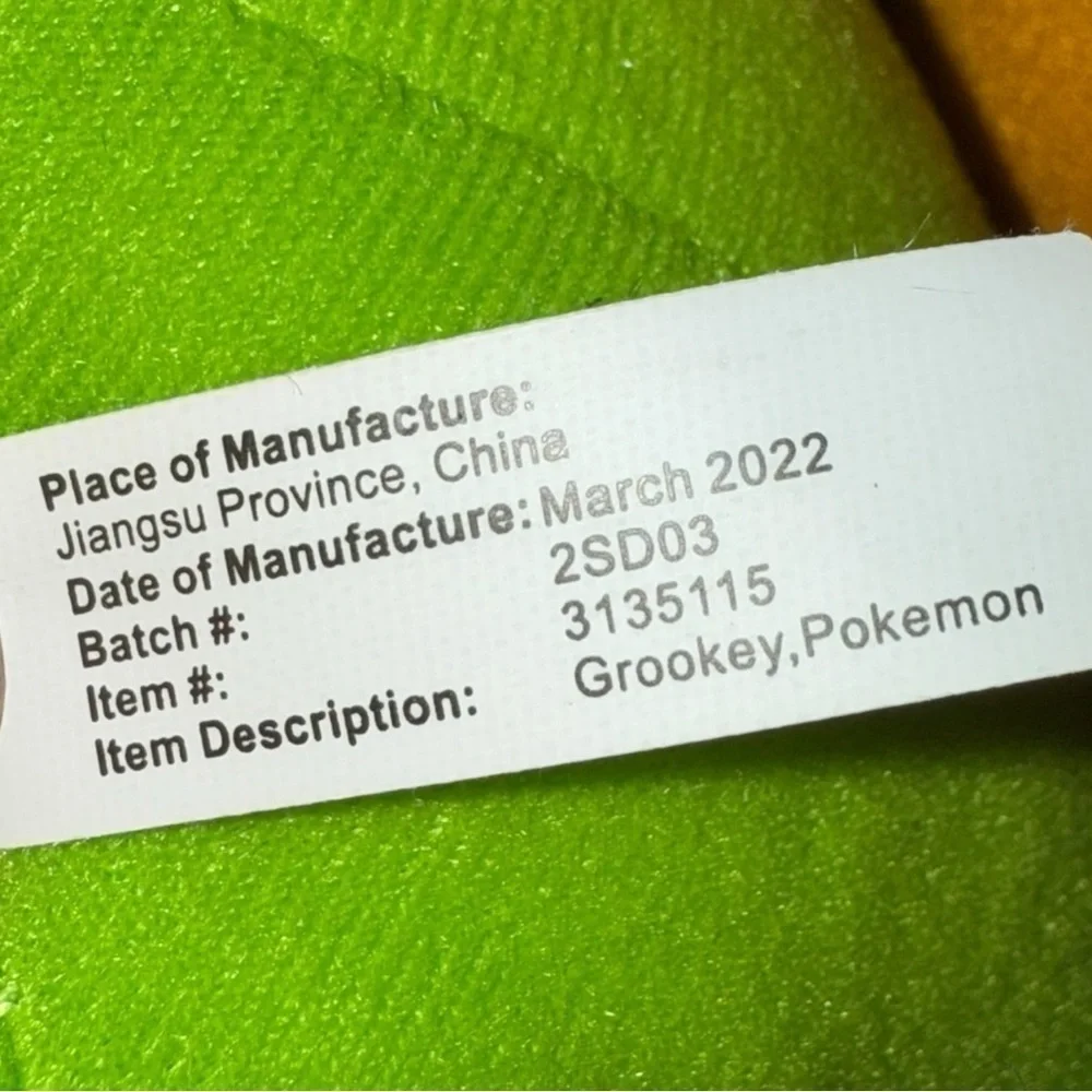 Pokemon Official GROOKEY Plush Character The Toy Factory. Tags on.